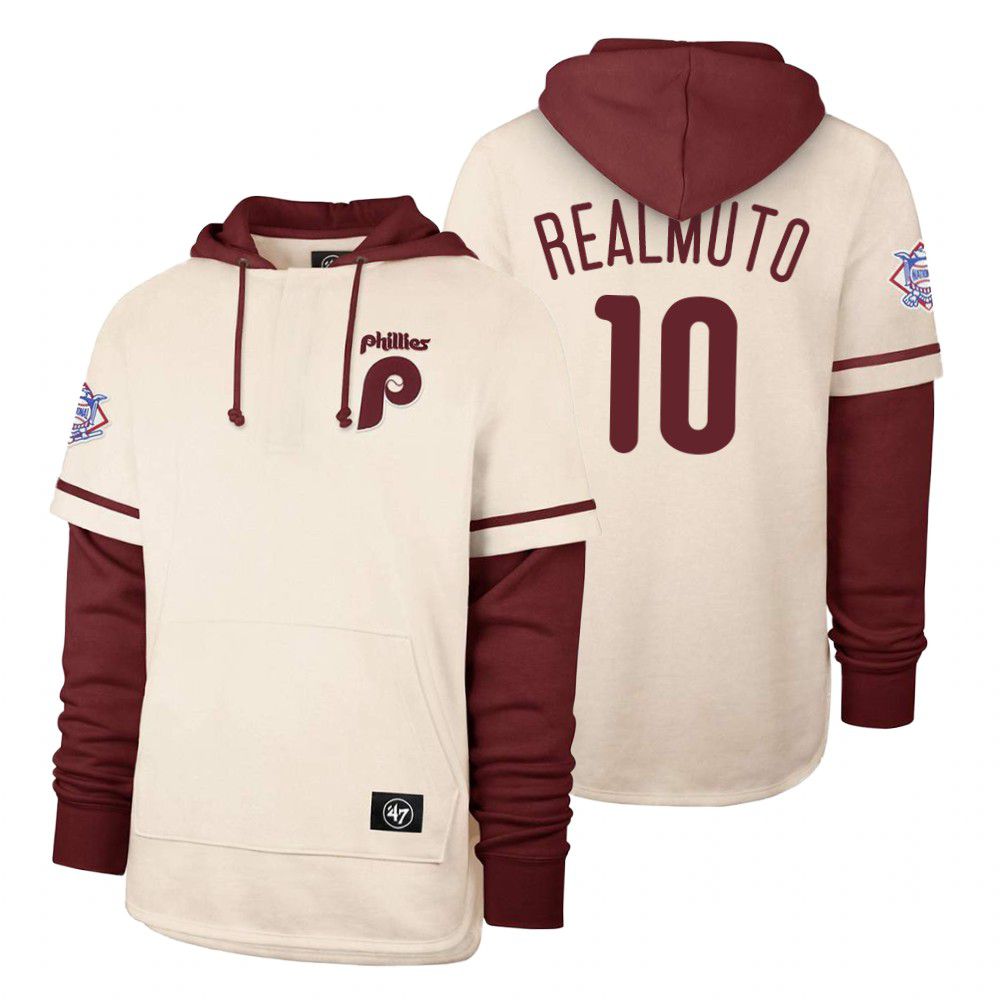 Men Philadelphia Phillies #10 Realmuto Cream 2021 Pullover Hoodie MLB Jersey->philadelphia phillies->MLB Jersey